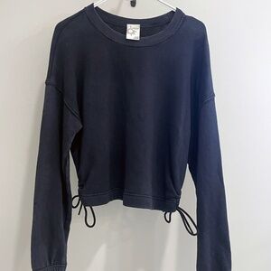 OFFLINE By Aerie Weekend Side Tie Sweatshirt Black M